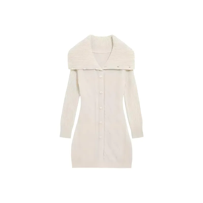 Bebe FW24 Long Sleeved Dress Women's Ecru-0