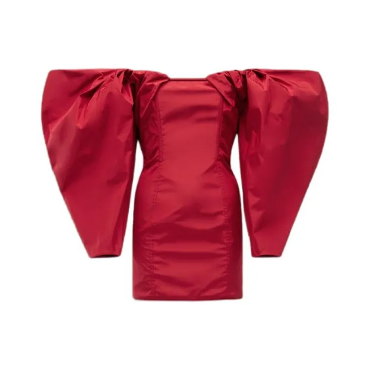Jacquemus La Robe Taffetas Draped Mini Dress-0