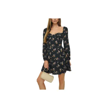 REFORMATION Mochi Dress Long-Sleeved Dresses Women's Black