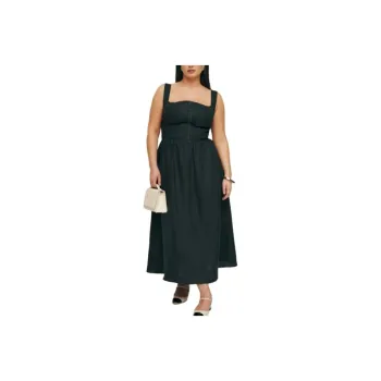 REFORMATION Tagliatelle Linen Dress Es Slip Dresses Women's Black