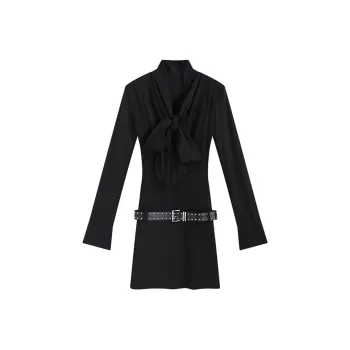 AFGGD Long Sleeved Dresses Women's Black