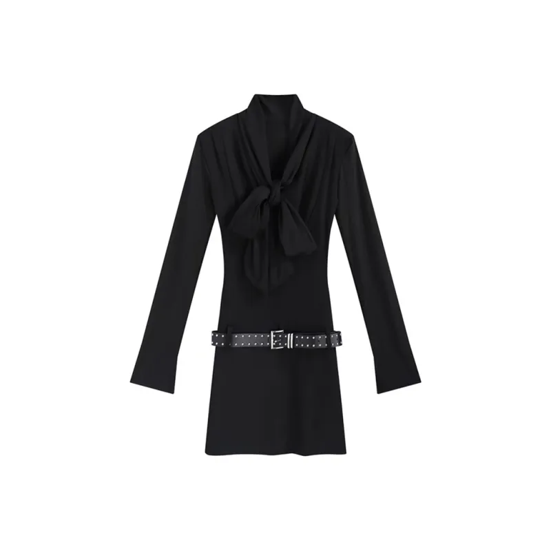 AFGGD Long-Sleeved Dresses Women's Black-0