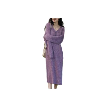 Wbwq Long Sleeved Dress Women's Purple