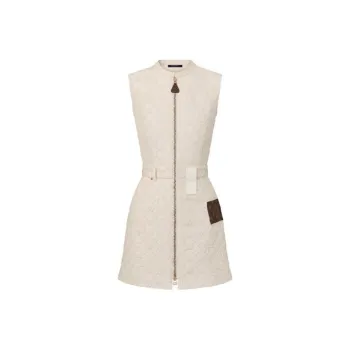 LOUIS VUITTON Monogram Fil Coupé Zip Up Dress