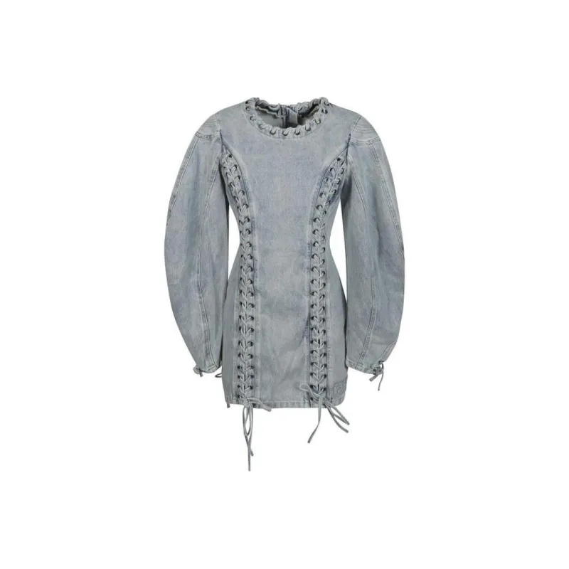 Rotate Long-Sleeved Dresses Women's Blue-0