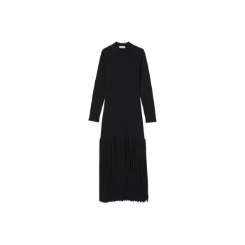 Sandro Fringed edge High neck Midi Dress