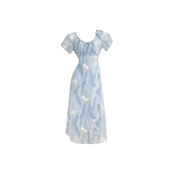 BVODE Short Sleeved Dress Women's Sky Blue