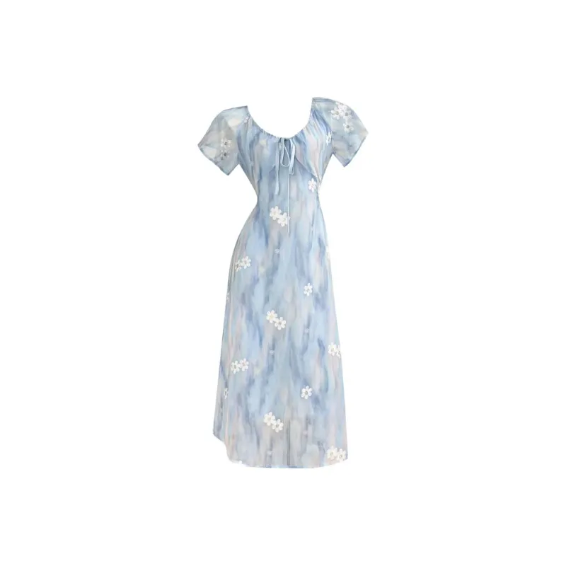 BVODE Short Sleeved Dress Women's Sky Blue-0
