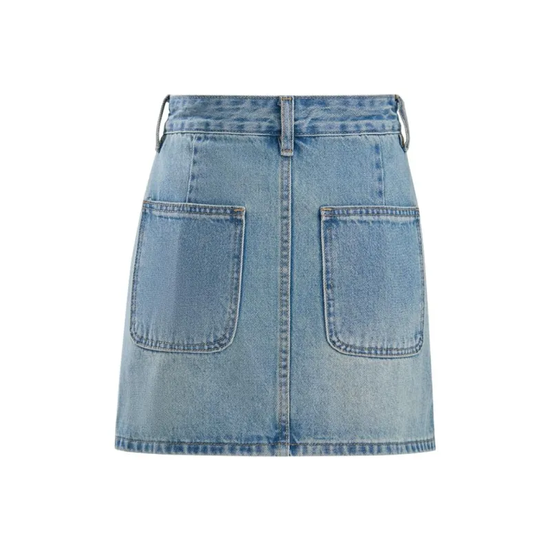 Wen Shan Denim Short Skirts Women's Vintage Blue-1
