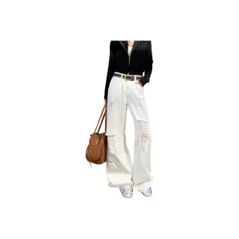 BENGEN Straight Fit Floor Length Pants Women's White