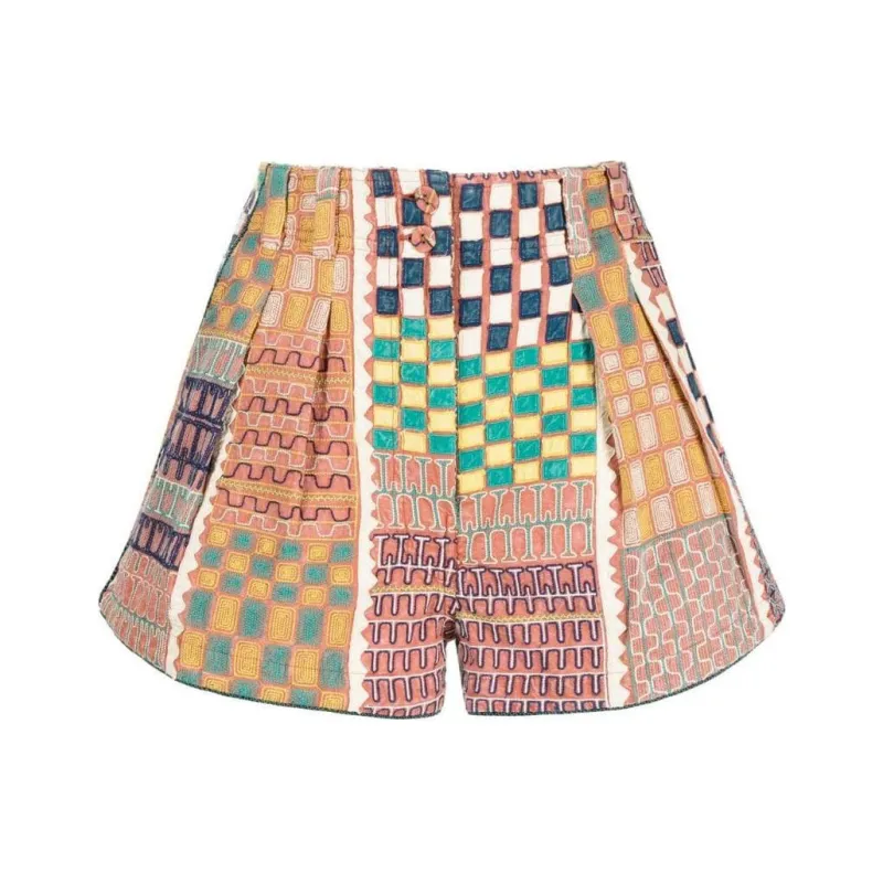 Ulla Johnson Freda Geometric patchwork Print Shorts-0