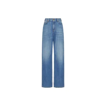 Valentino Logo Patch Wide Leg Jeans