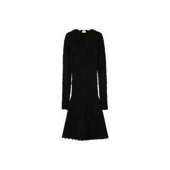 Burberry Aran Long Sleeved Flared Knitted Dress