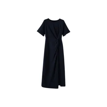 Late White Short Sleeved Dress Women's Dark Blue