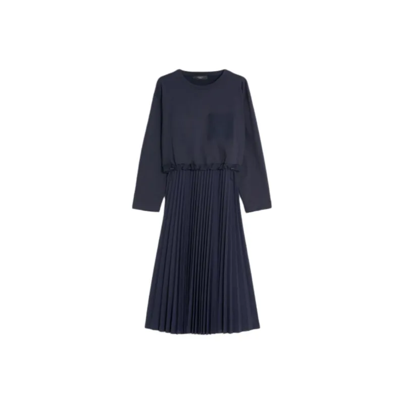 WEEKEND MaxMara Scatola Pleated Crewneck Dress-0