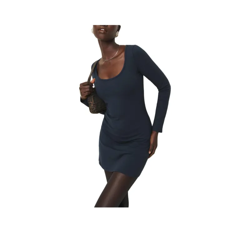 REFORMATION Alfie Knit Dress Long-Sleeved Dresses Women's Midnight Blue-0