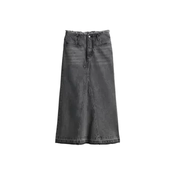 H&M Denim Long Skirts Women's Denim Gray