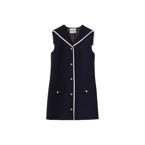 MIU MIU SS24 Sleeveless Dress Women's Navy