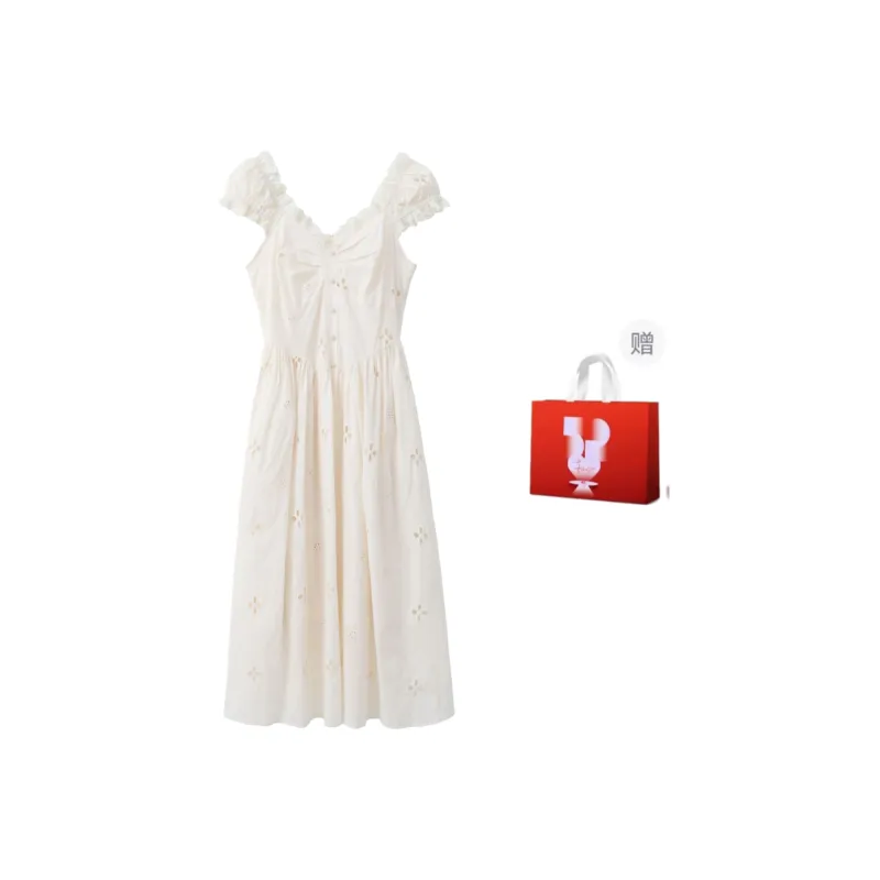 GLEE DIARY Short Sleeved Dress Women's Apricot-6