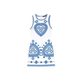 Maje Clover-embroidered Cotton Minidress