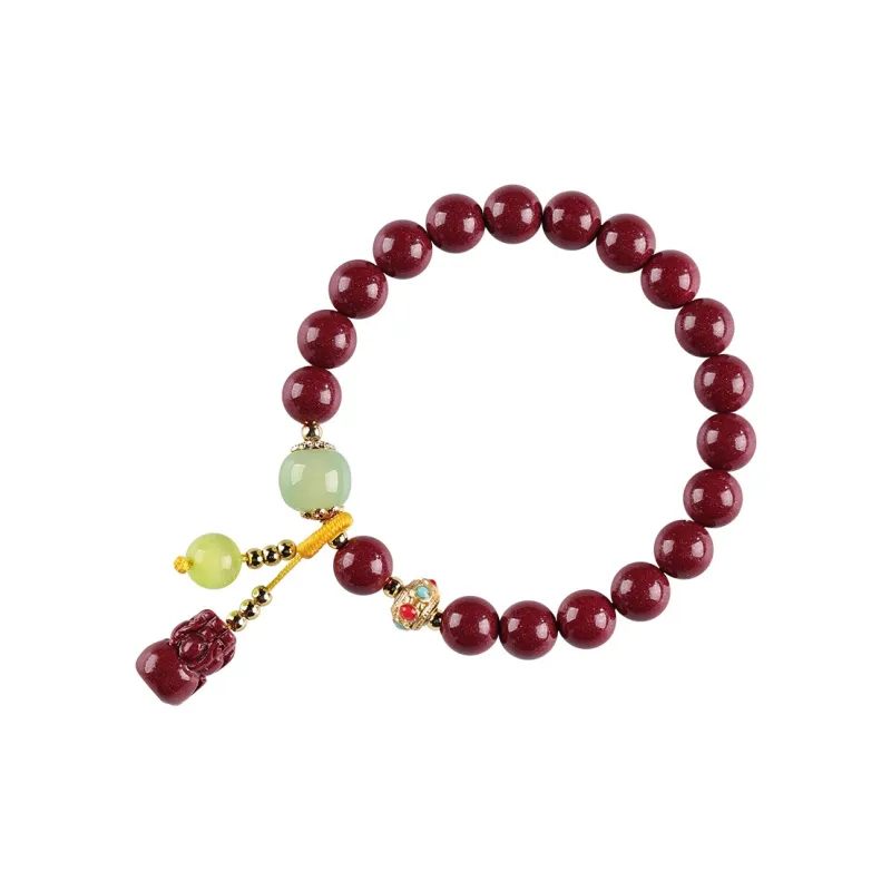 WUMZK Reconstructed Cinnabar Bracelets Unisex-0