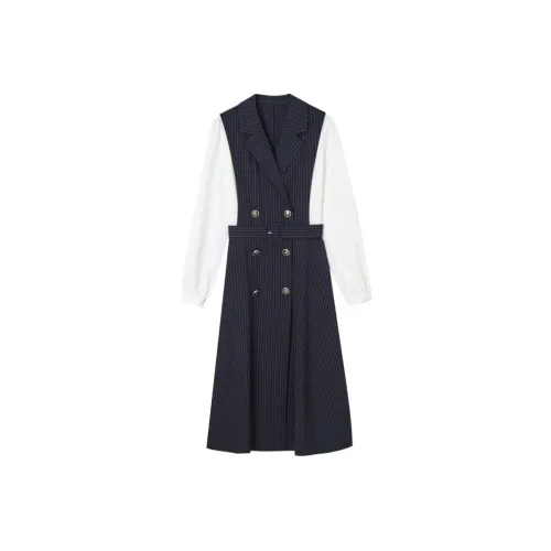 Dme Long Sleeved Dresses Women's Navy Blue