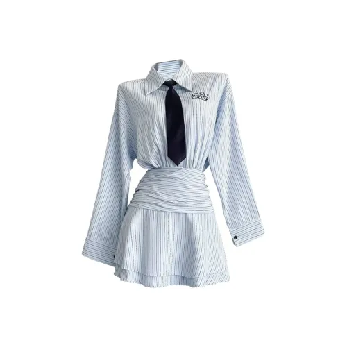 JOSR Long Sleeved Dresses Women's Blue