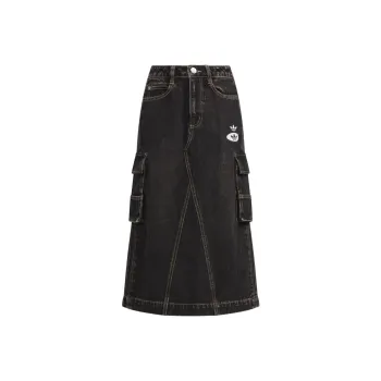 Adidas Originals Denim Long Skirts Women's Black
