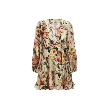 Zimmermann Lexi Floral Printed Wrapped Mini Dress