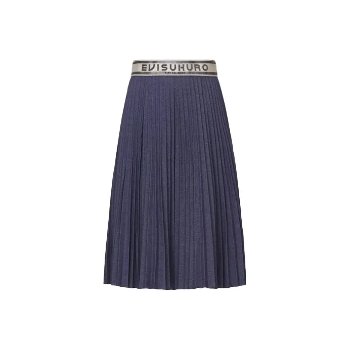 EVISU Casual Long Skirt Women's Heather Gray Blue-0