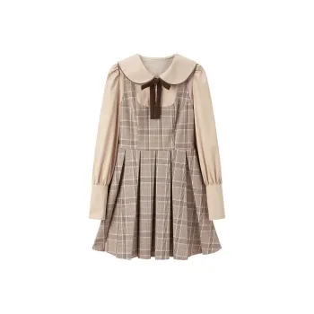 LEDIN Long Sleeved Dress Women's Unisex Plaid
