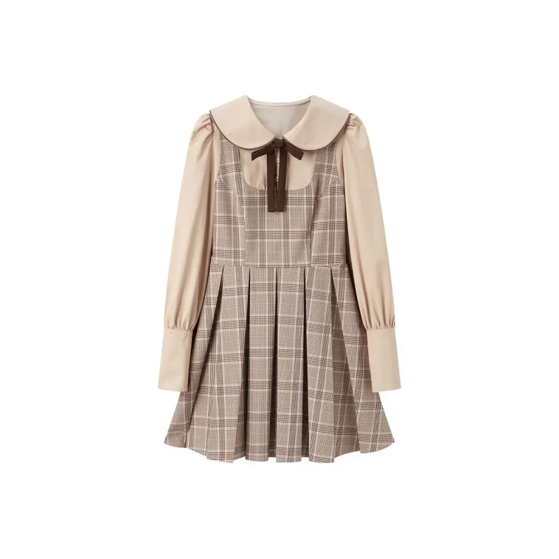 LEDIN Long Sleeved Dress Women's Unisex Plaid-0