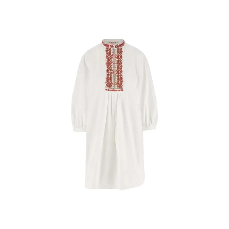 Valentino Long Sleeved Dress Women's White-0