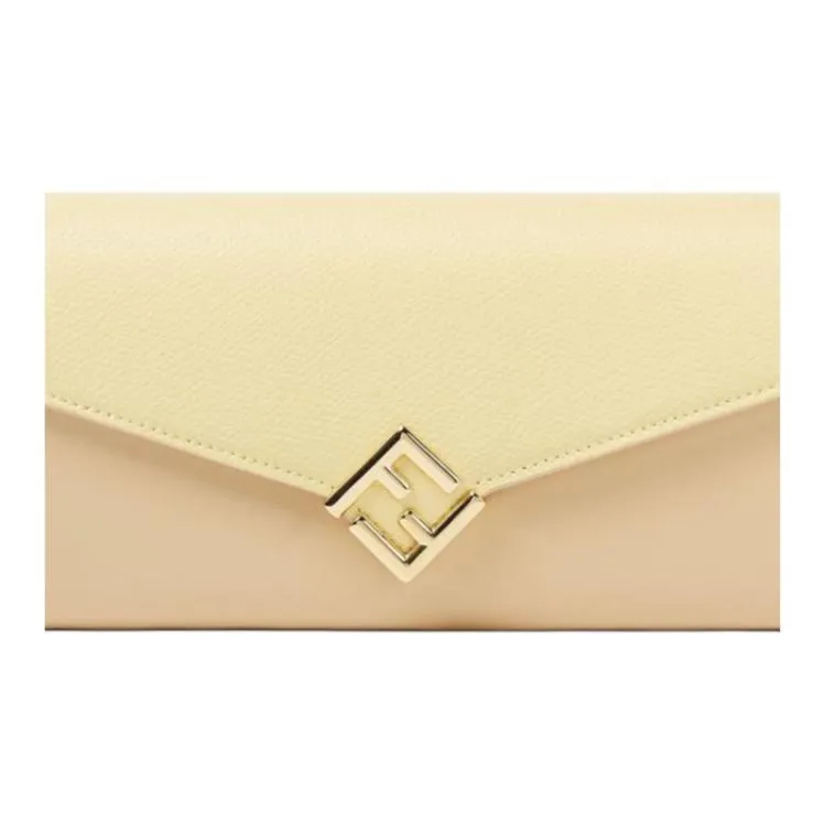 FENDI FF Diamonds Series Calfskin Wallet, Shoulder Bag Women's Yellow-4