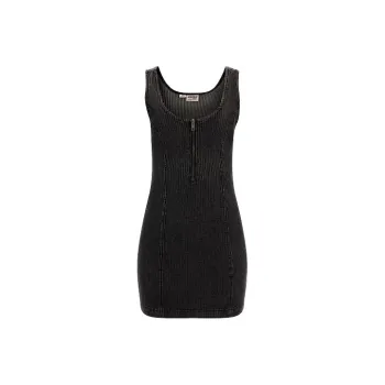 GUESS Zip Up Denim Dress Sleeveless Dress Women's Gray