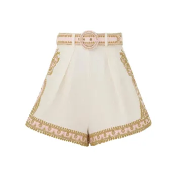 Zimmermann Waverly Embroidered Linen Shorts