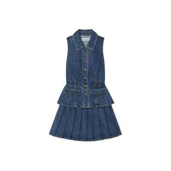 Self portrait Sleeveless Dress Women's Denim Blue
