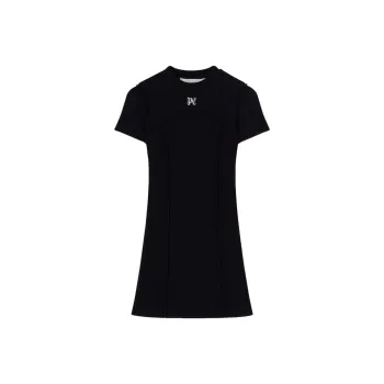 PALM ANGELS Monogram Mini Dress Black