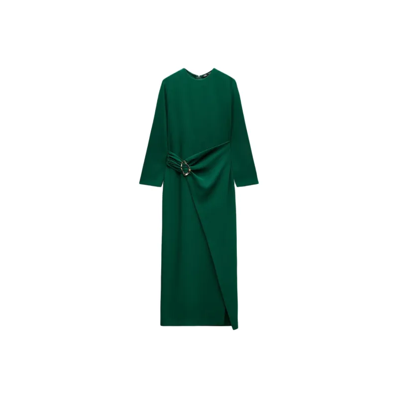 ZARA Long-Sleeved Dresses Women's Dark Green-0