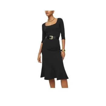 REFORMATION Everly Knit Dress Long-Sleeved Dresses Women's Black