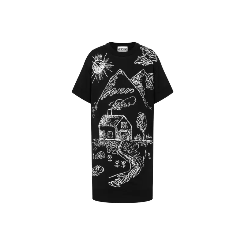 MOSCHINO Chalk print T shirt Dress-0