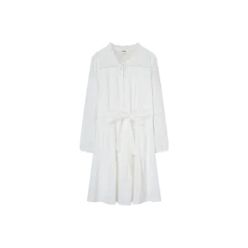 E.land Long Sleeved Dresses Women's Ivory White/White