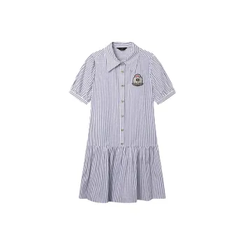 LOUISY AO Short Sleeved Dresses Women's Blue White Stripes