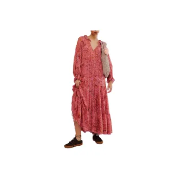 FREE PEOPLE Feeling Groovy Maxi Dress Long-Sleeved Dresses Women's Jasmine Combo