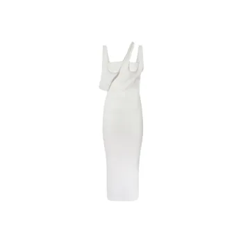 The Attico Ribbed Asymmetric Midi Dress