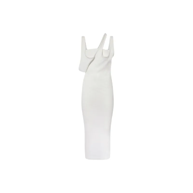 The Attico Ribbed Asymmetric Midi Dress-0