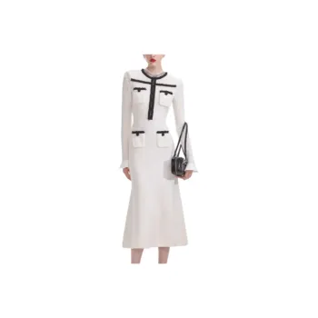 Self portrait Long Sleeved Dresses Women's White & Black