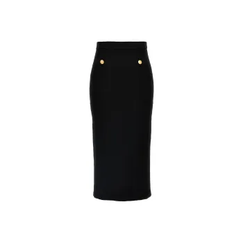 Alessandra Rich Rear Slit Ribbed Midi Skirt