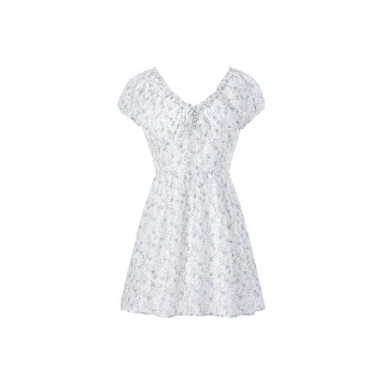 LEDIN Short Sleeved Dress Women's Blue Print