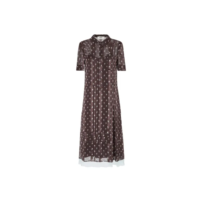 FENDI Short Sleeved Dresses Women's Brown-0